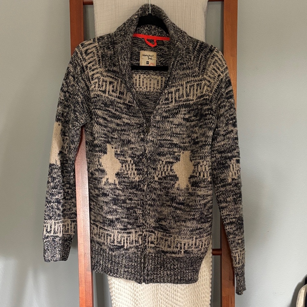 Triple Five Soul Black and Cream Knit Cardigan